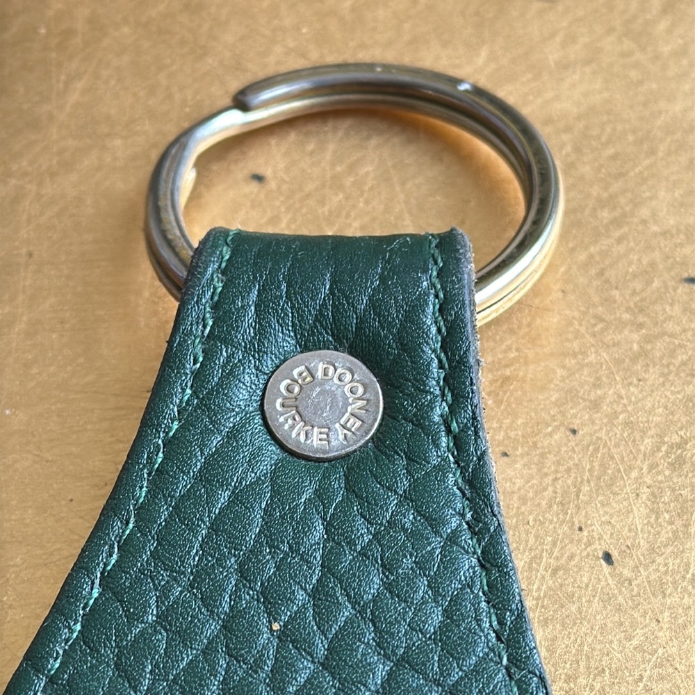 Dooney & Bourke Vintage Brass Keychain in Green and Brown Leather - Picture 7 of 7